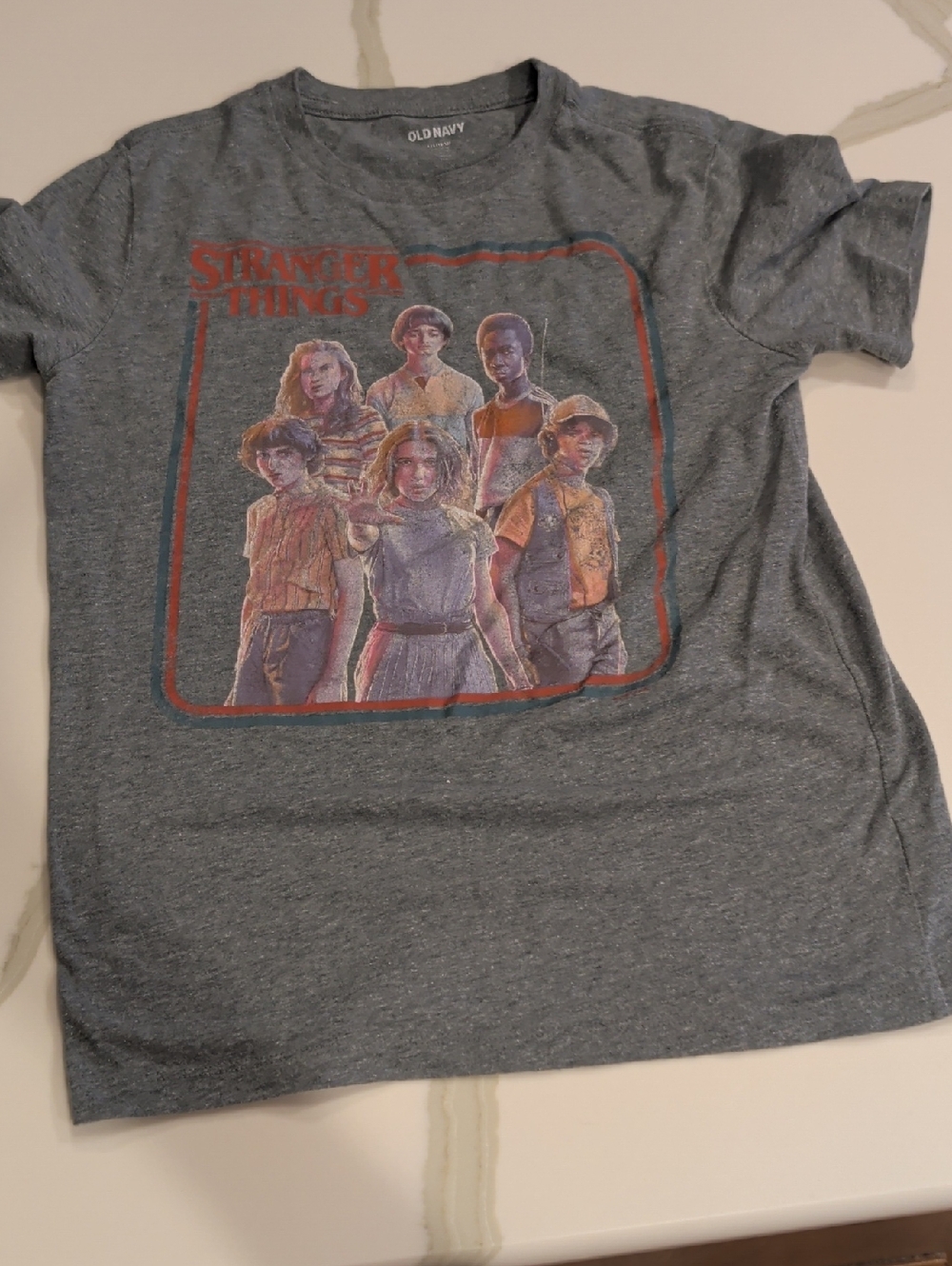 Old Navy Kids Heather Gray Stranger Things Cast Graphic Tee